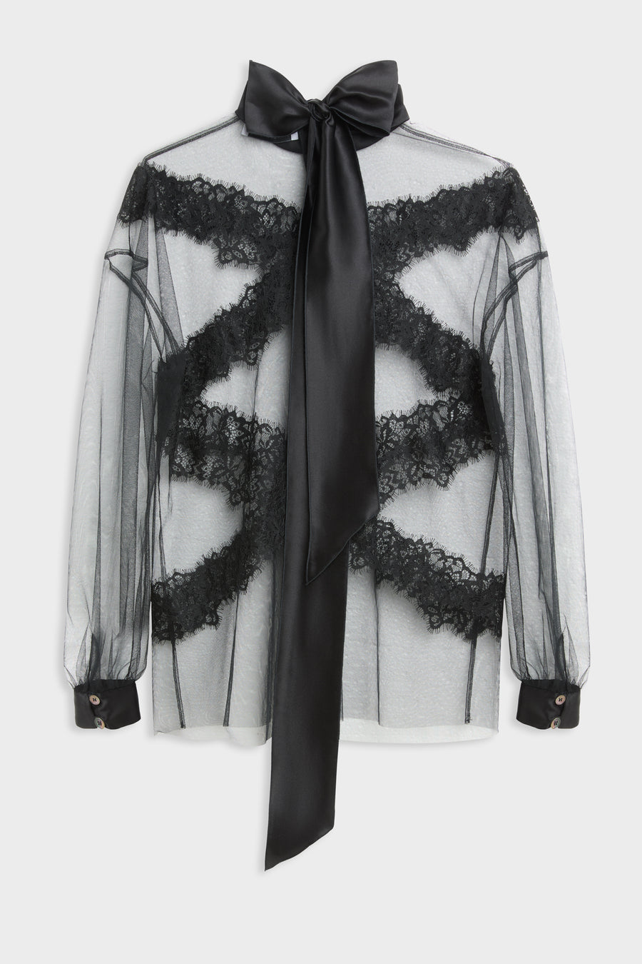 TULLE & LACE LONG SLEEVE BLOUSE