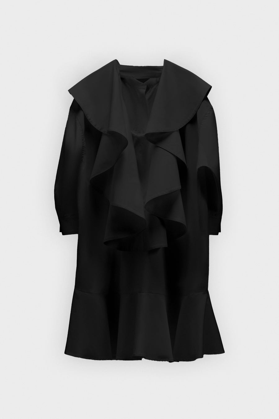VOLANT DETAIL POPLIN SHIRT DRESS