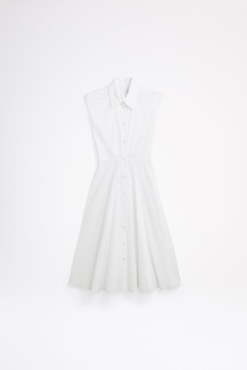 White sleeveless dress on a white background
