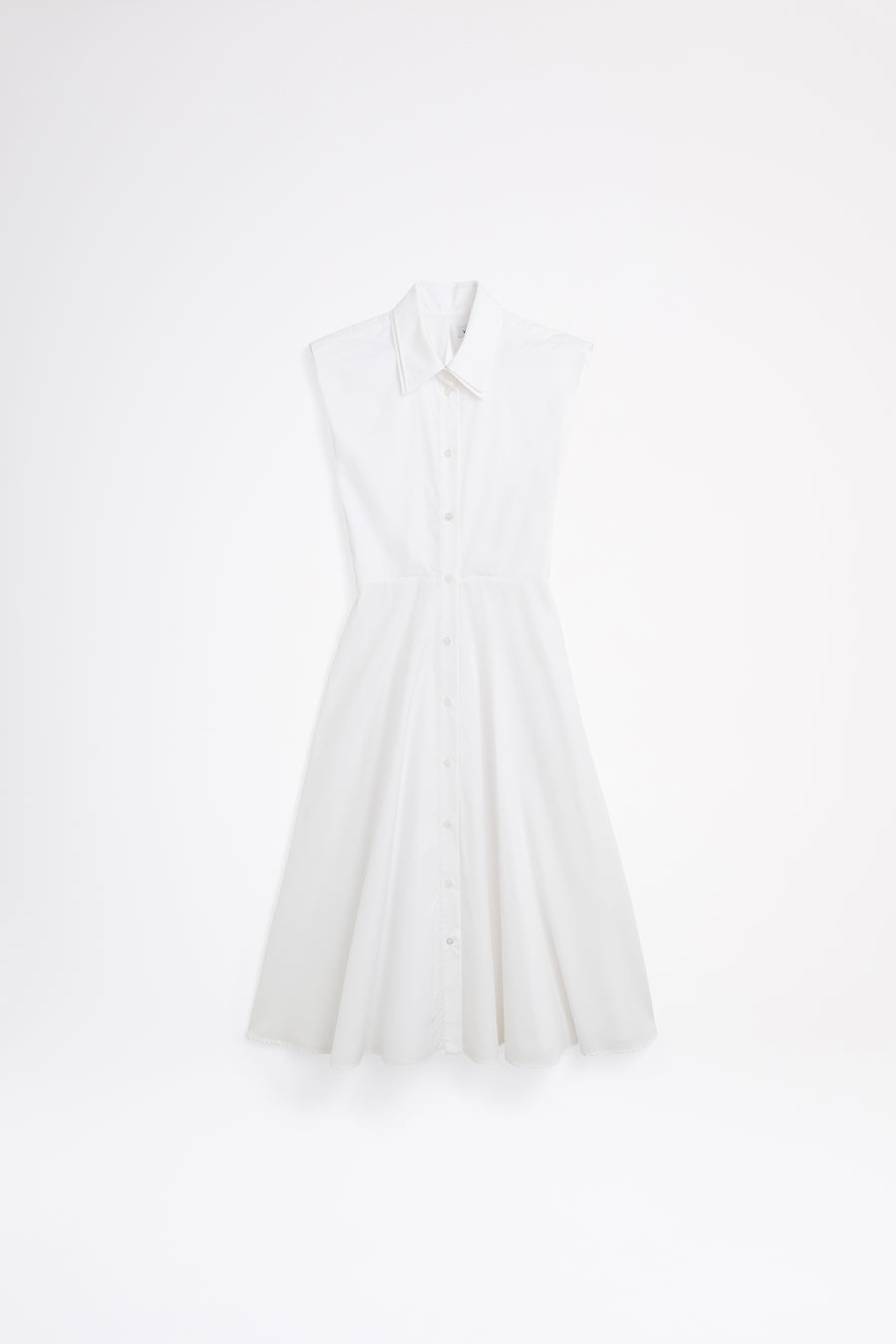 White sleeveless dress on a white background