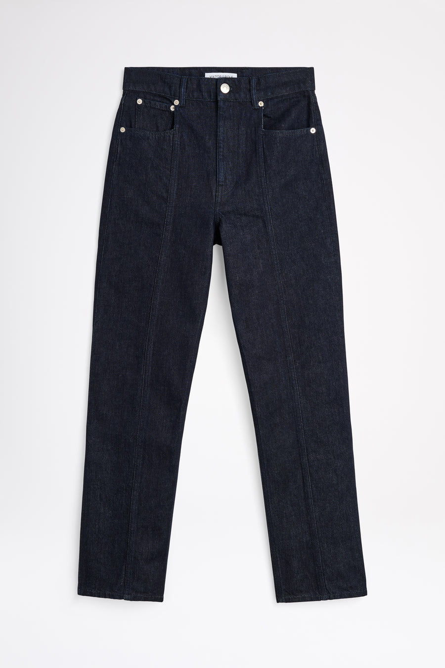 Dark blue jeans on a white background