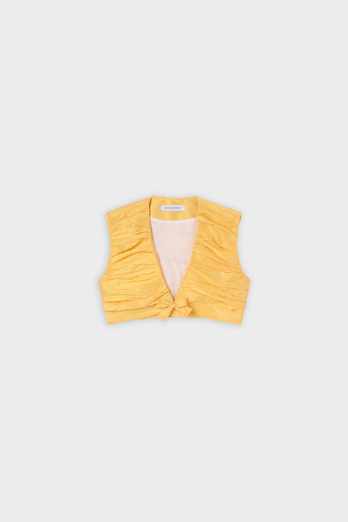 PLEATED TAFFETA CROPPED TOP