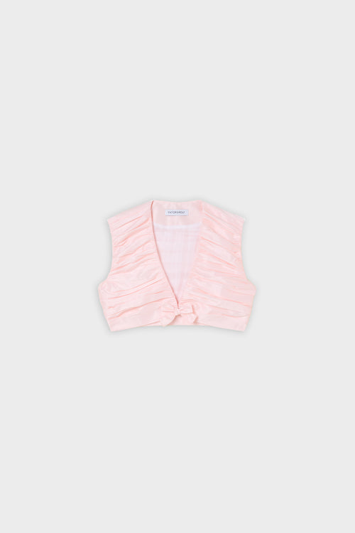 PLEATED TAFFETA CROPPED TOP
