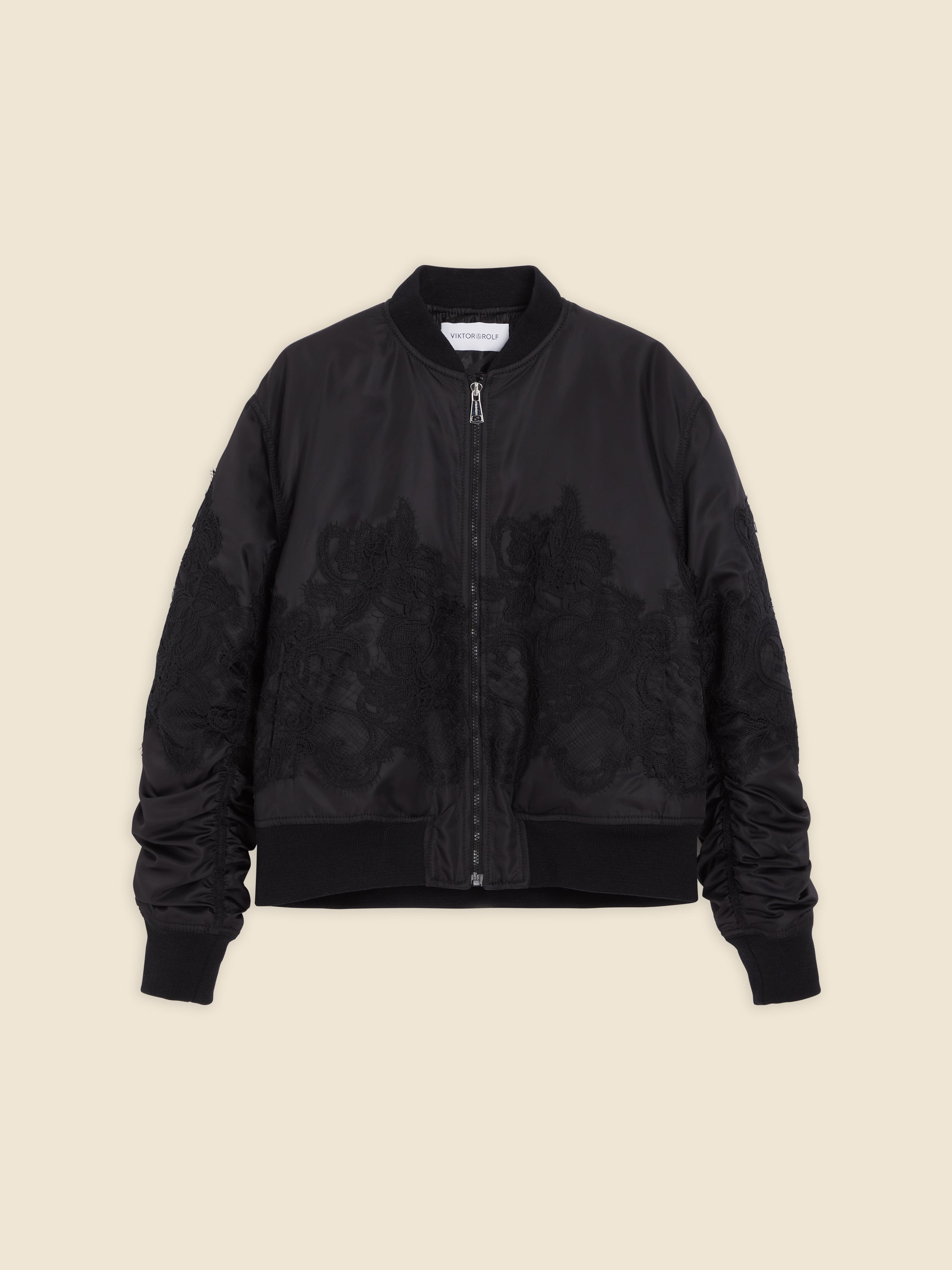 Viktor amp; Rolf bow-embellished puff-sleeve bomber jacket - Black