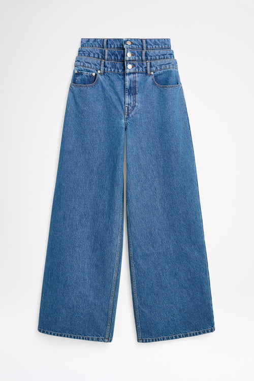 Blue jeans on a white background