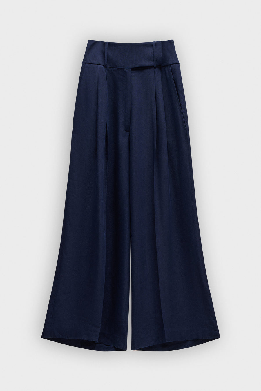 DRAGGED LINEN-SILK BLEND TROUSERS