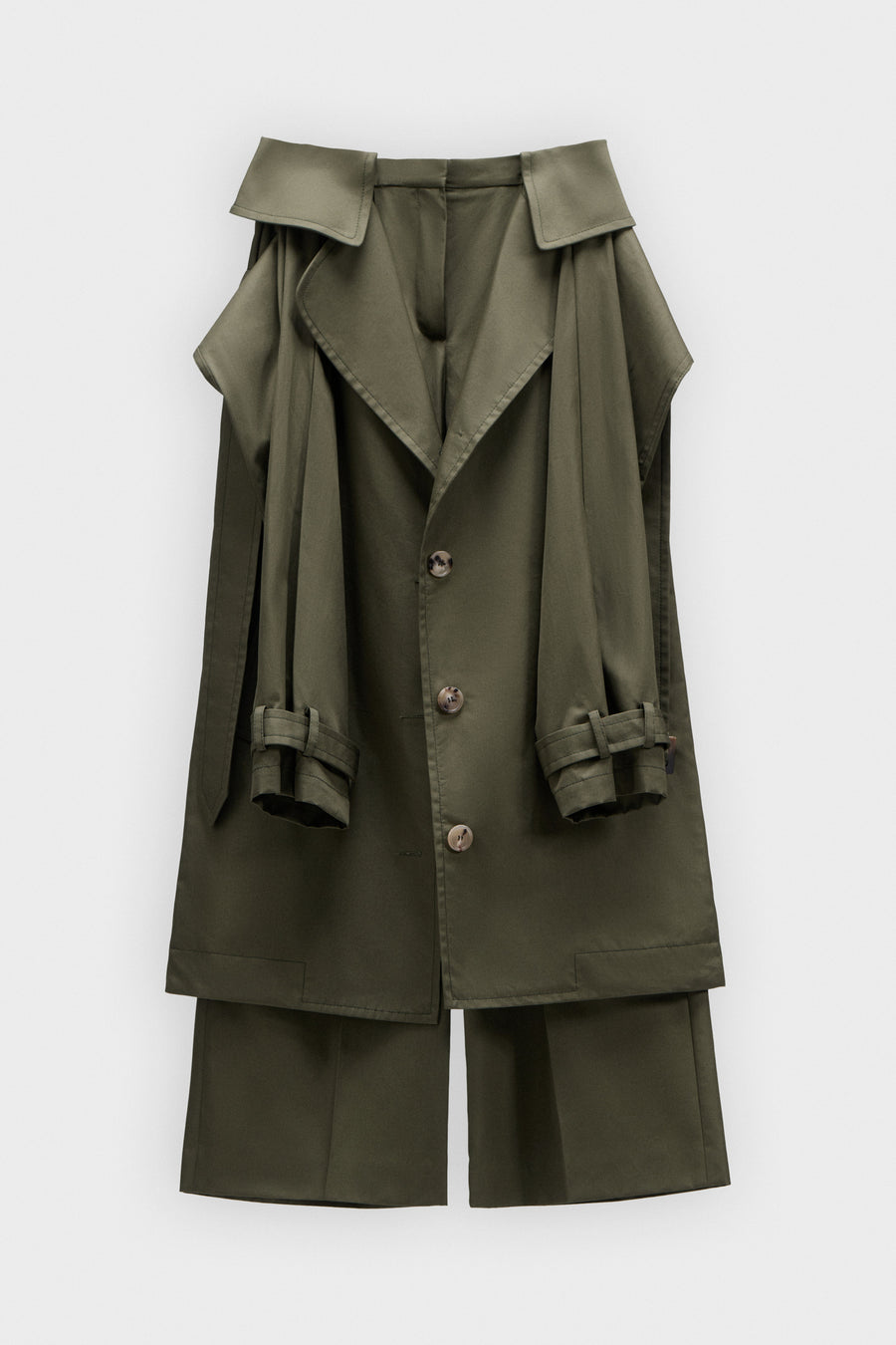 SLEEVE TIE GABARDINE WRAP TROUSERS