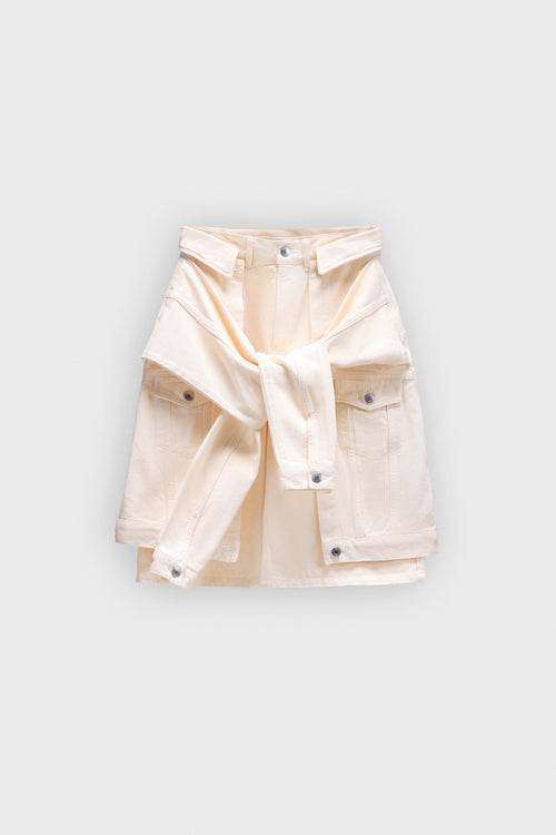 SLEEVE TIE DENIM SHORTS