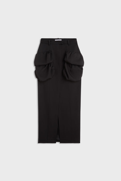 PLEATED POCKET MAXI PENCIL SKIRT