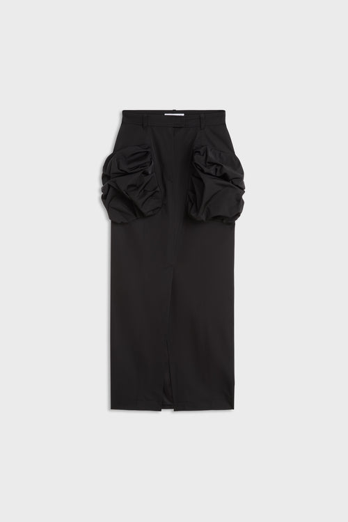 PLEATED POCKET MAXI PENCIL SKIRT