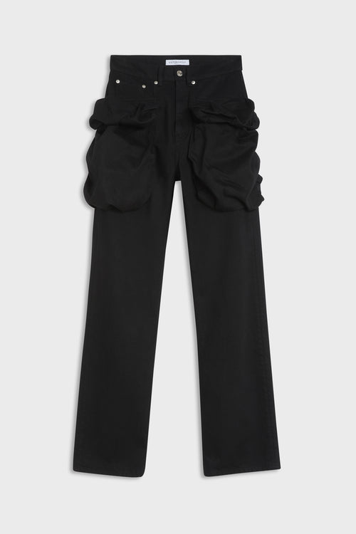 PLEATED POCKET STRAIGTH DENIM