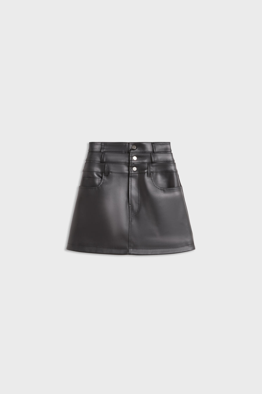 MULTI-LAYERED LEATHER MINI SKIRT