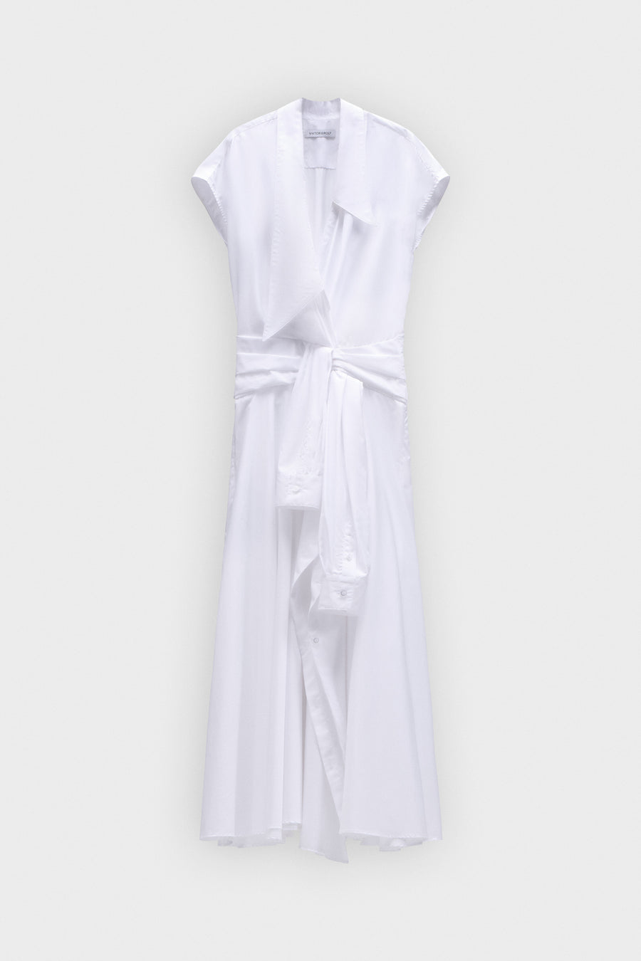 BOW DRAPE POPLIN WRAP DRESS