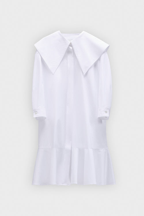 VOLANT DETAIL POPLIN SHIRT DRESS