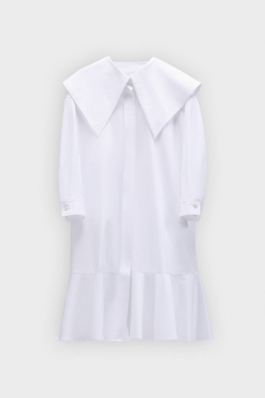 VOLANT DETAIL POPLIN SHIRT DRESS