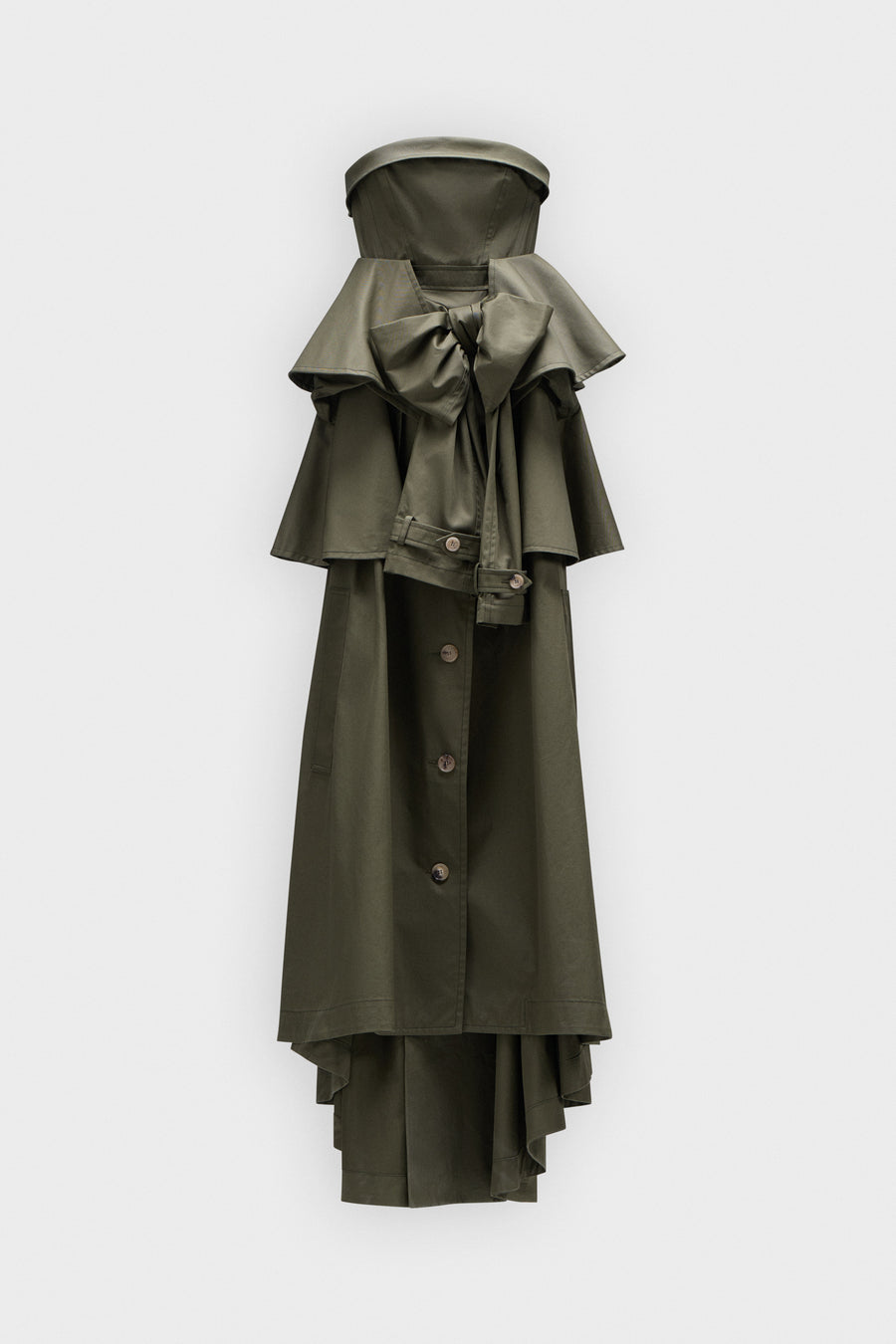 BOW DRAPE GABARDINE BALL GOWN