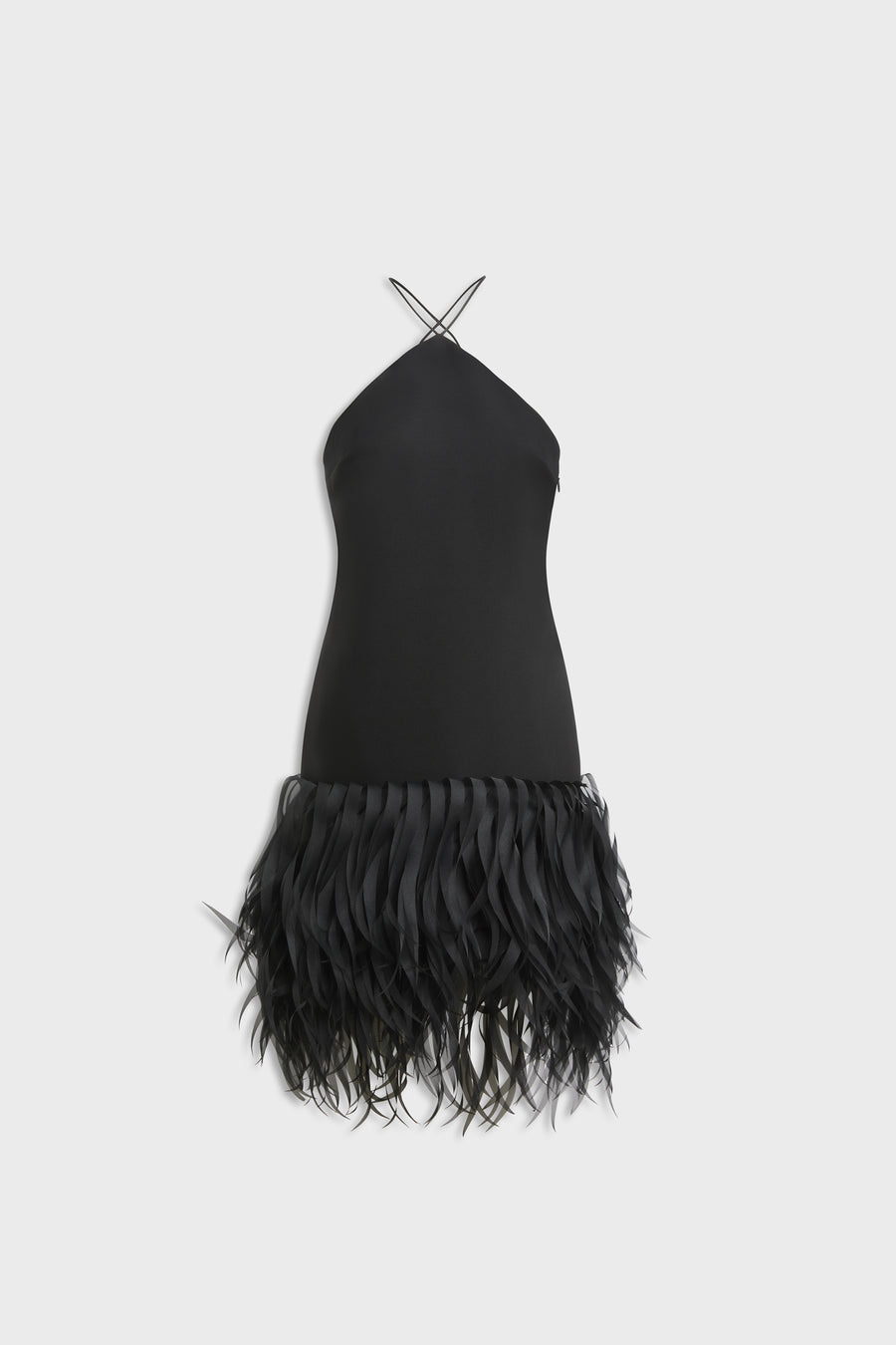 FEATHER HEM MINI DRESS