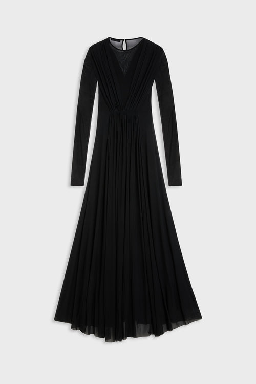 MESH WRAP DRESS LONG