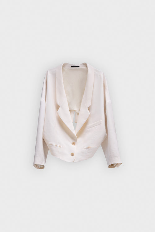 DRAGGED WOOL-BLEND BLAZER