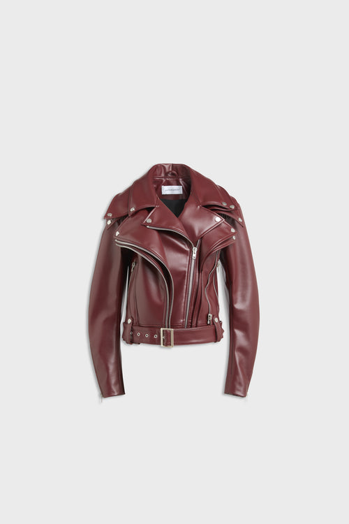 MULTI-LAYERED LEATHER BIKER JACKET