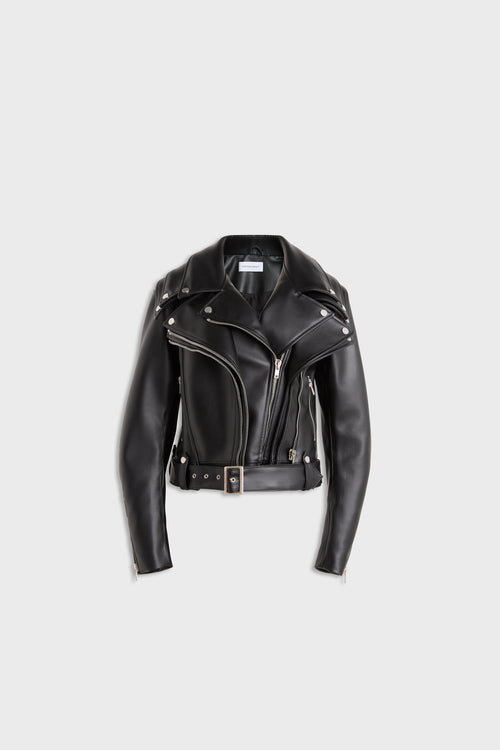 MULTI-LAYERED LEATHER BIKER JACKET