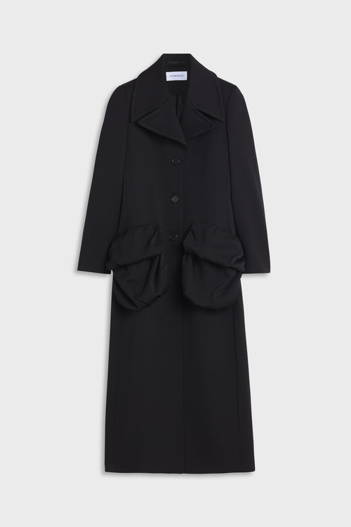 PLEATED POCKETS WOOL COAT
