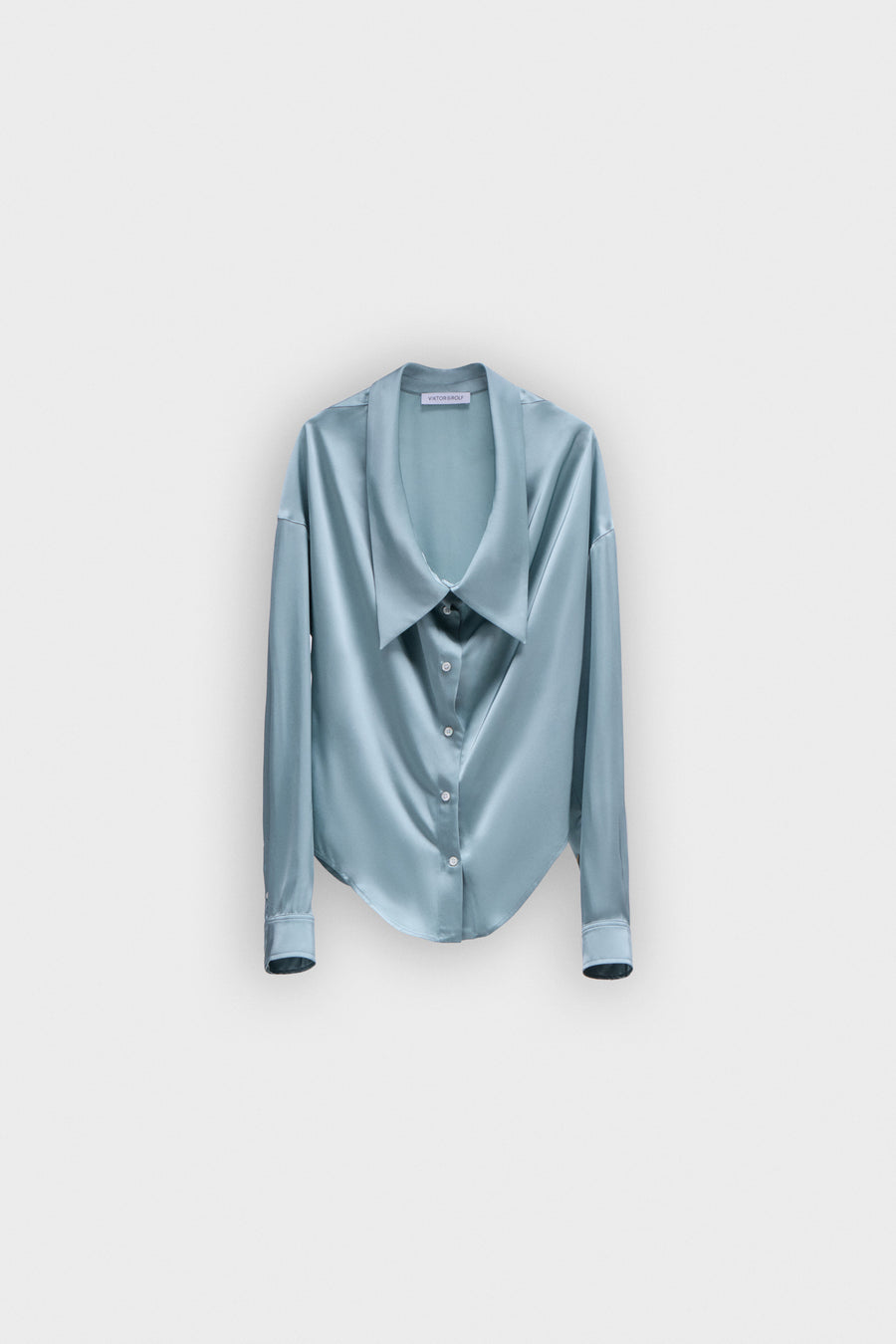 DRAGGED NECK SATIN SHIRT
