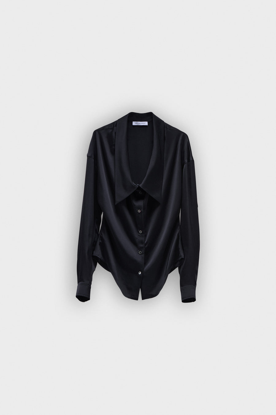 DRAGGED NECK SATIN SHIRT