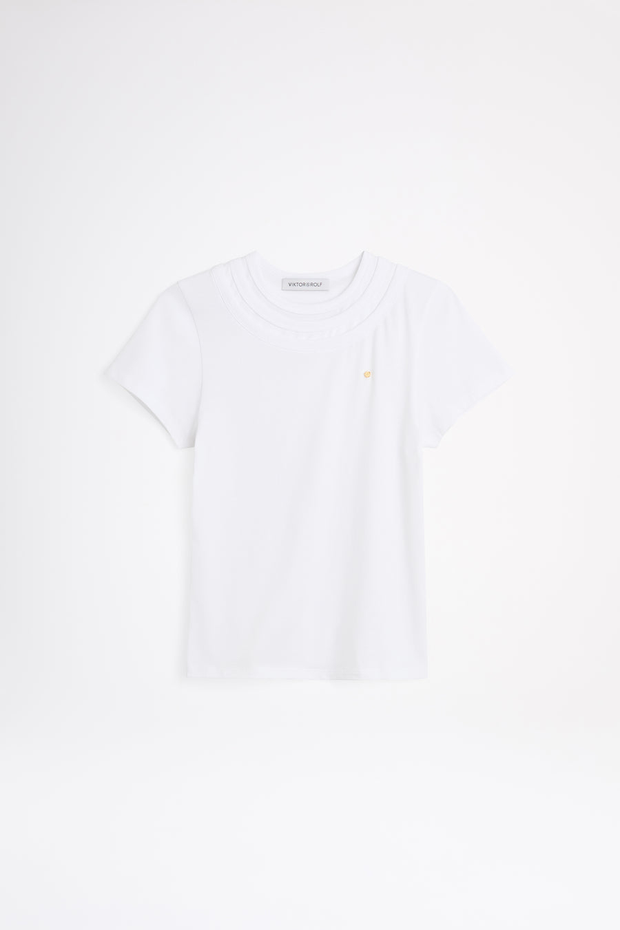 White t-shirt on a light gray background