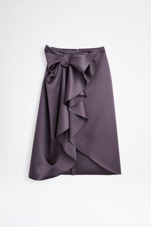 Purple midi skirt on a white background.
