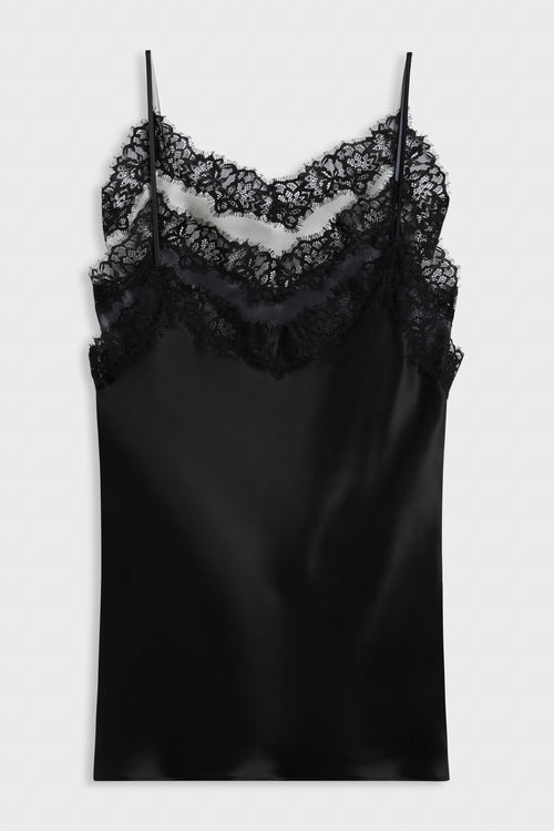 MULTI-LAYERED SILK LACE CAMI DRESS