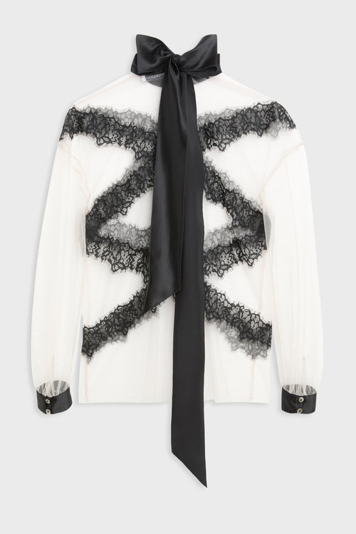 TULLE & LACE LONG SLEEVE BLOUSE