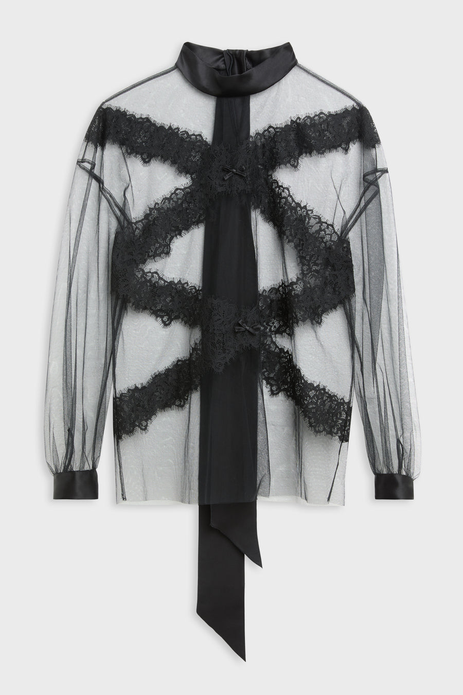 TULLE & LACE LONG SLEEVE BLOUSE