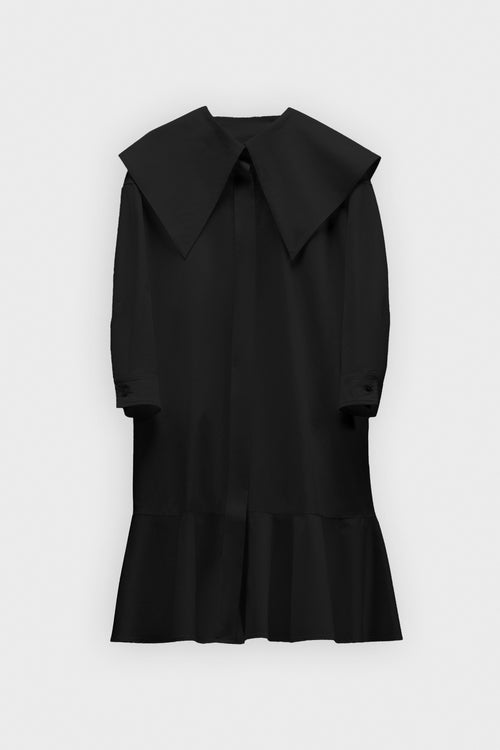 VOLANT DETAIL POPLIN SHIRT DRESS