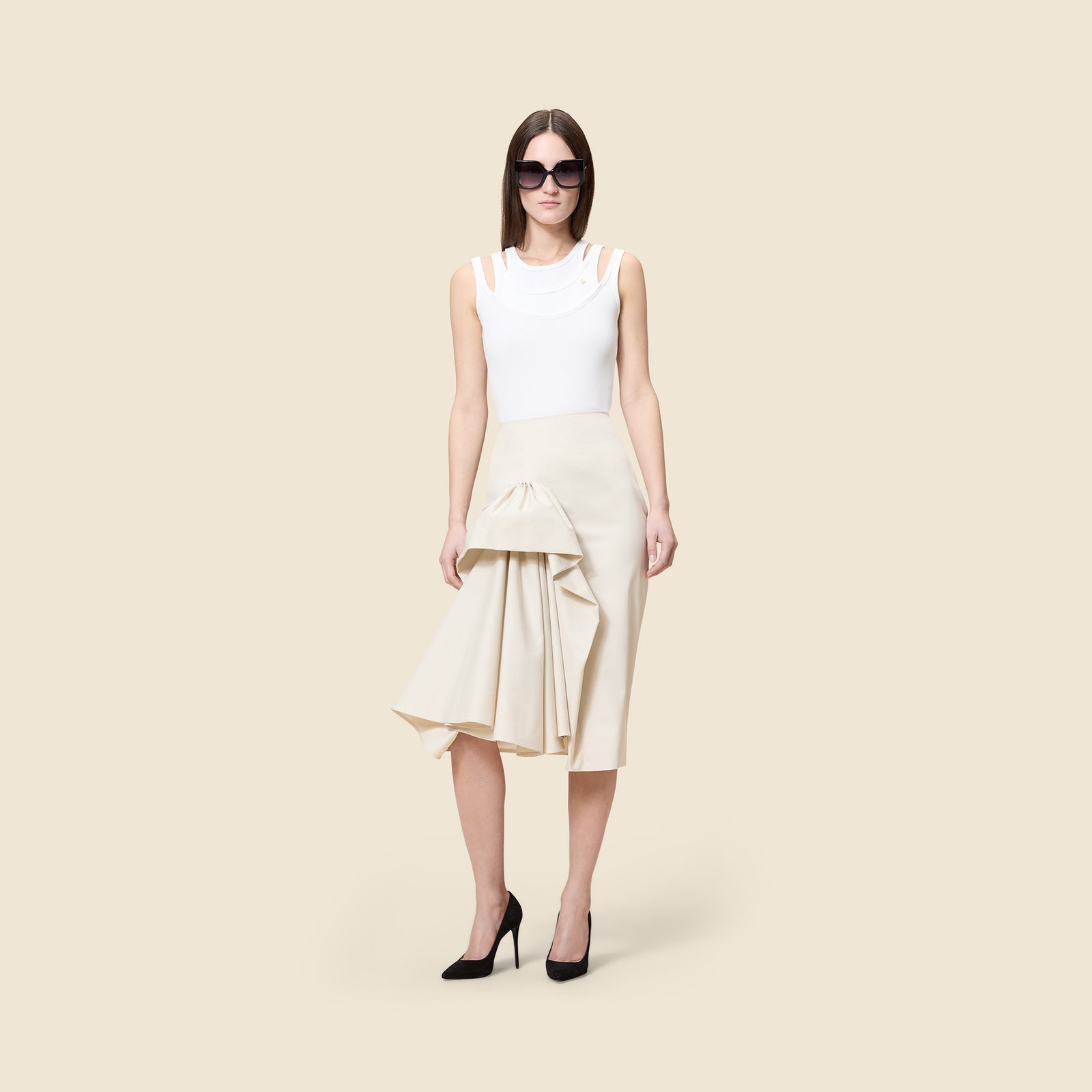 L’AUBE BLANC Front tuck Tweed skirt Front tuck Tweed skirt – L'AUBE BLANC