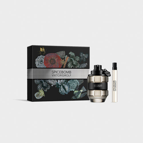 Viktor & Rolf SPICEBOMB eau de toilette gift set on a white background.