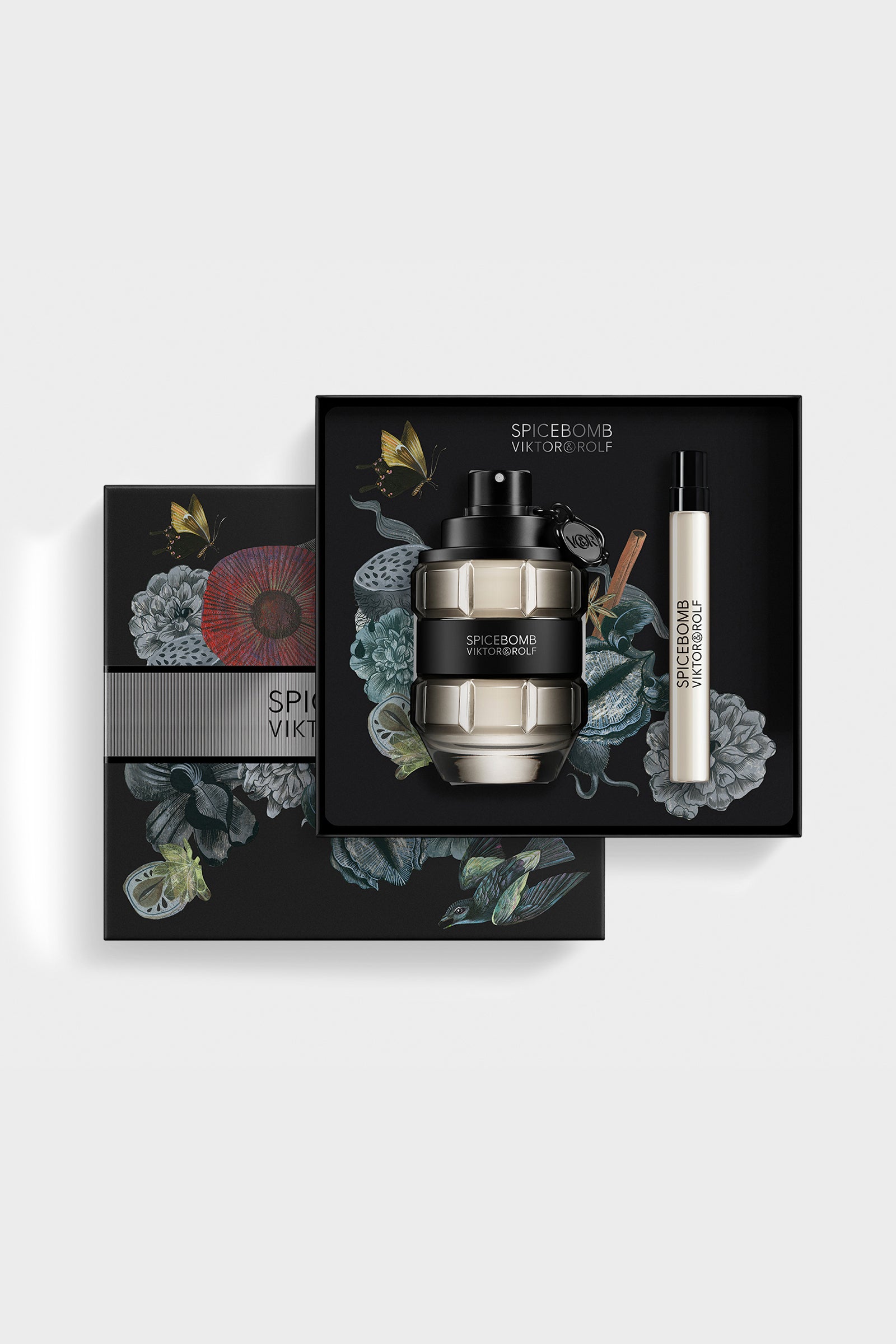 Viktor & Rolf SPICEBOMB eau de toilette gift set on a white background.