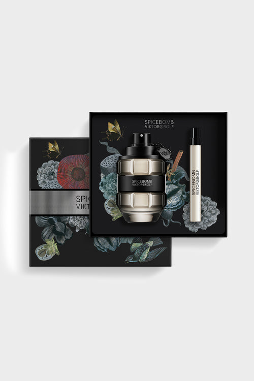 Viktor & Rolf SPICEBOMB eau de toilette gift set on a white background.