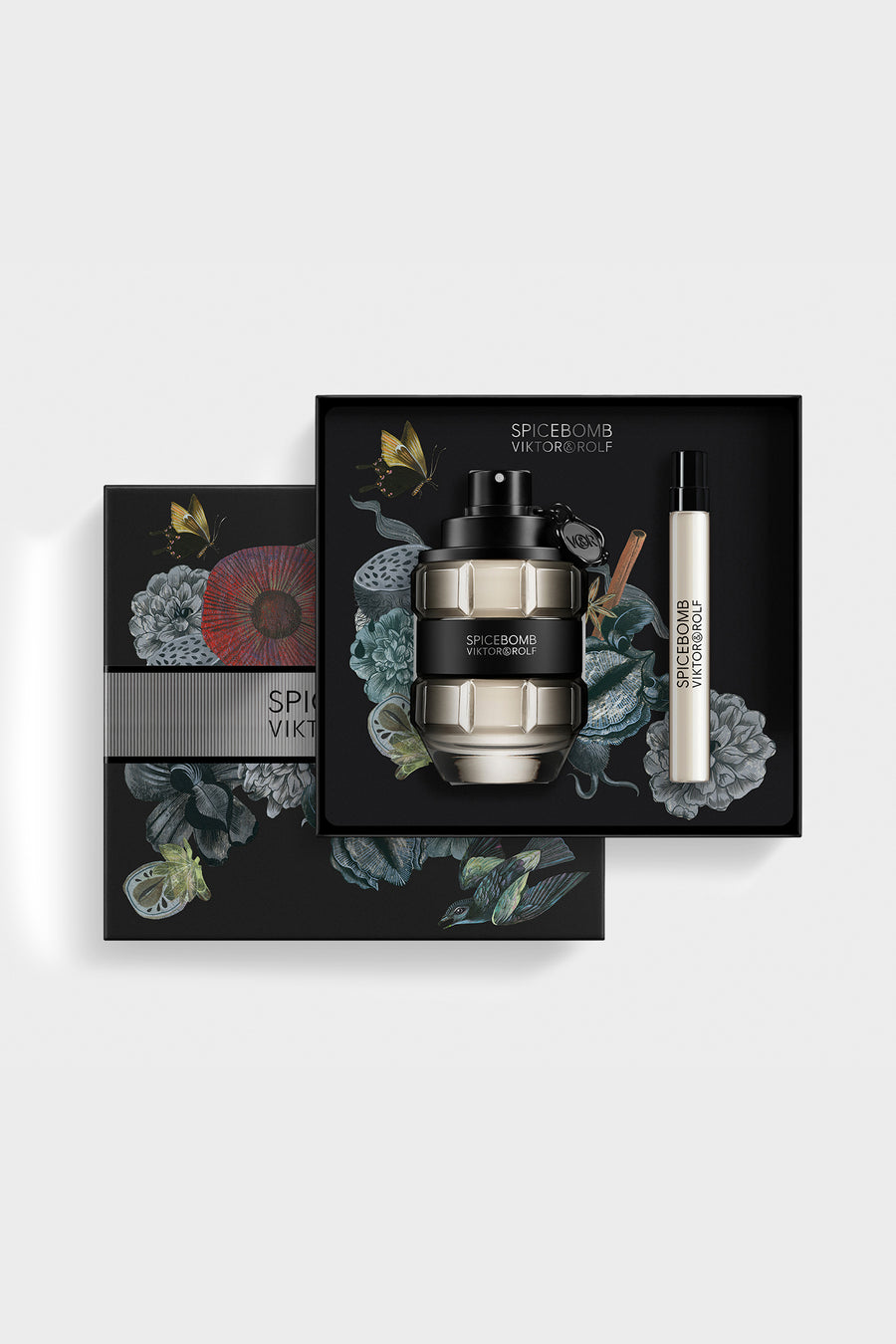 Viktor & Rolf SPICEBOMB eau de toilette gift set on a white background.